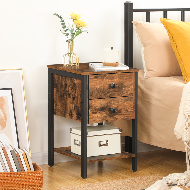 Kearie 2 Drawer Nightstand in Rustic Brown 17 Stories